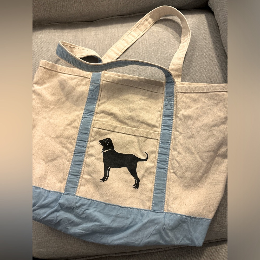 The Black Dog Canvas Tote Blue Trim